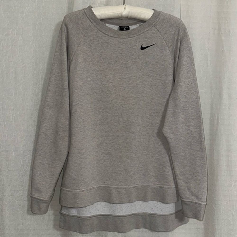 Nike S Silver Gray Oversized High Low Terrycloth Interior Pullover Sweatshirt
